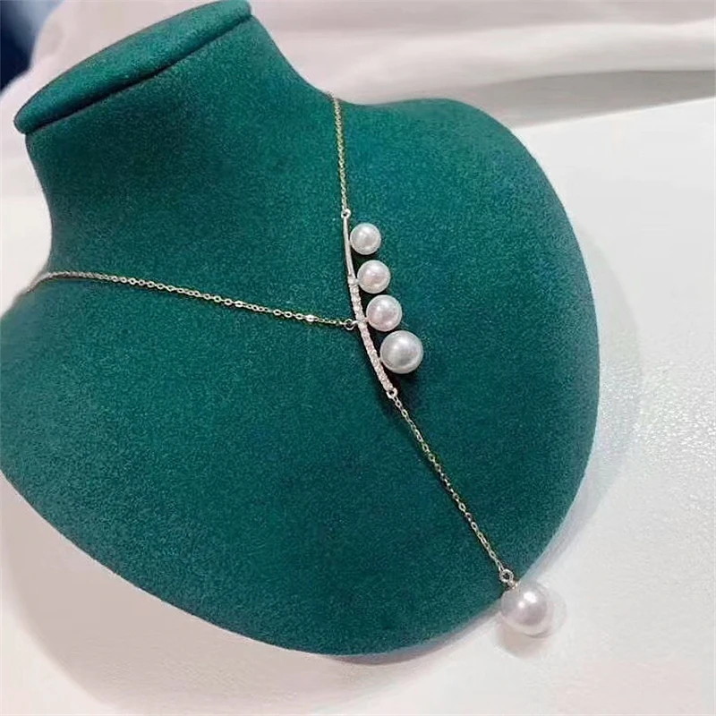 

MeiBaPJ Natural Round Pearls Fashion Pendant Necklace 925 Silver Fine Wedding Jewelry for Women