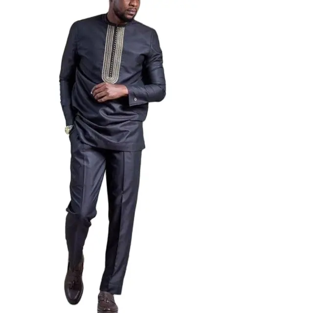 Deji 2 Piece Embroidered Dashiki Long Sleeve Outfit - Image 5