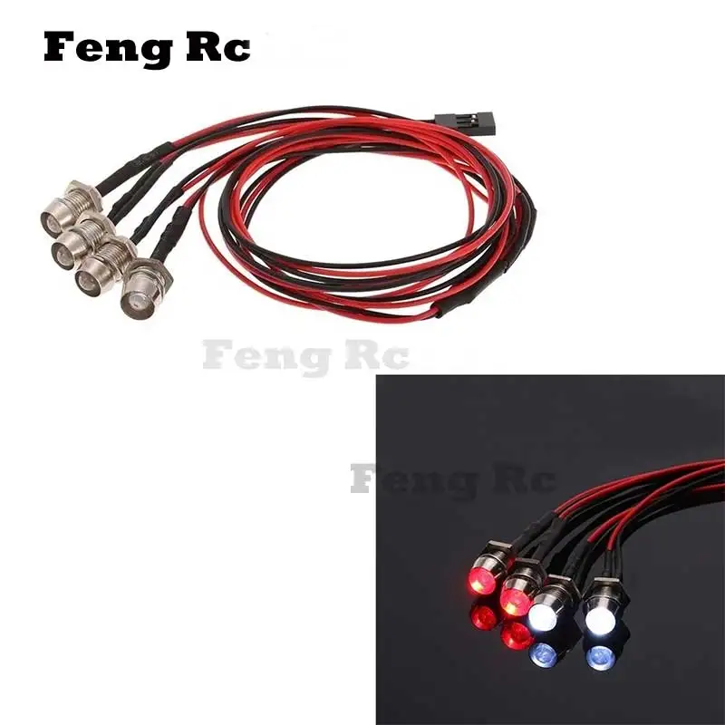 

LED light kit 4 LED/6 LED/8 headlight, 5mm headlight white red blue for 1/8 1/10 Axial SCX10 Traxxas TRX4 D90 HSP HPI RC Car