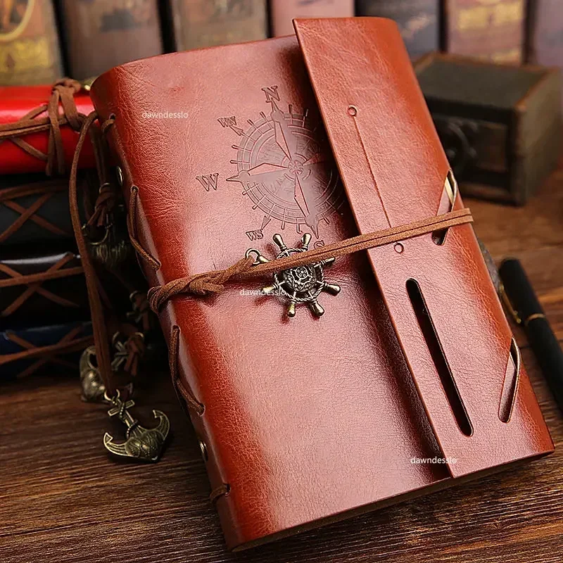 

Note Stationery Notebook Gift Journal Vintage Pirate Retro Notepad Traveler Leather Anchors Diary Replaceable Book Spiral