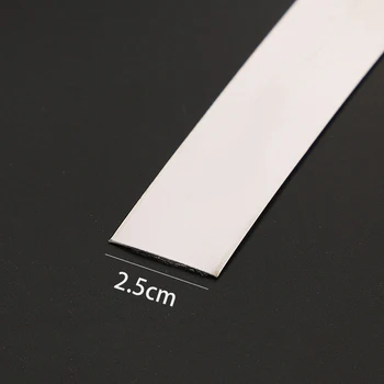 5/10 เมตรสติ๊กเกอร์ติดผนังสแตนเลสสตีลแบน Self Adhesive ห้องนั่งเล่นตกแต่งกระจกสําหรับ Home Wall EDGE Strip 15