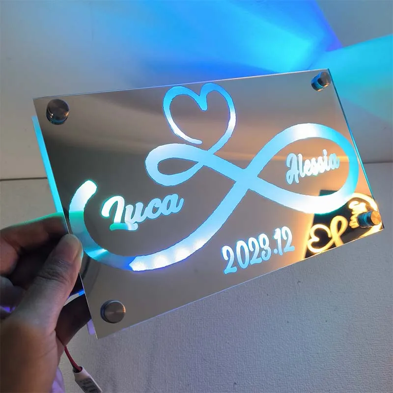 Personalized Infinite Love Couple Mirror Lamp