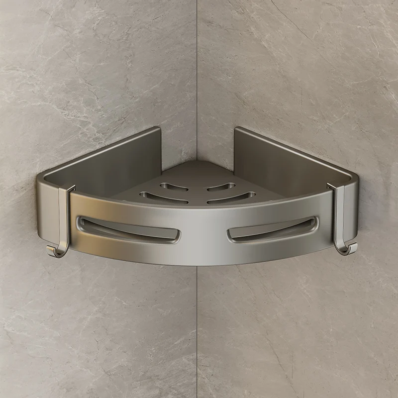 Bathroom Shelf Corner Space Aluminum Bathroom Triangle Basket Shower Room Storage Rack Wall Mounted 3