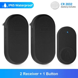 Wireless Waterproof Doorbell with Smart Melodies and Alarm Function - US Plug (2 Receiver 1 Button)