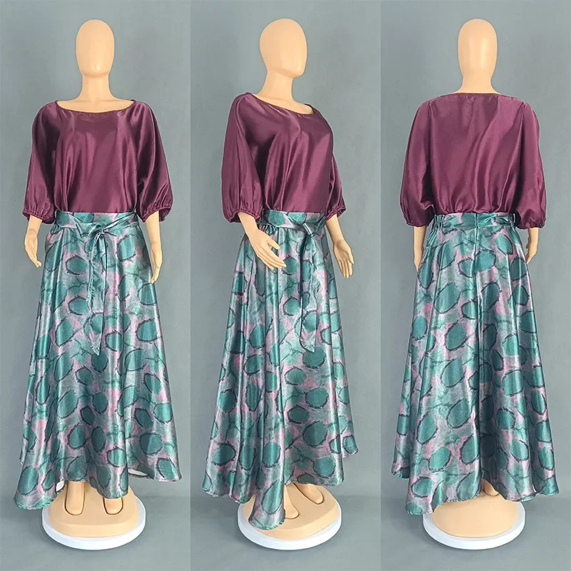 

2024 Summer African Clothes for Women 2 PCS Sets Tops and Skirts Suits Dashiki Ankara Outfits Gown Plus Size Wedding Party Suit