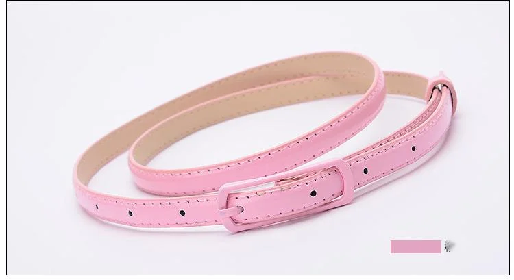 Thin Belt For Women Patent Leather Candy Colour Fashion Design_voghion.com