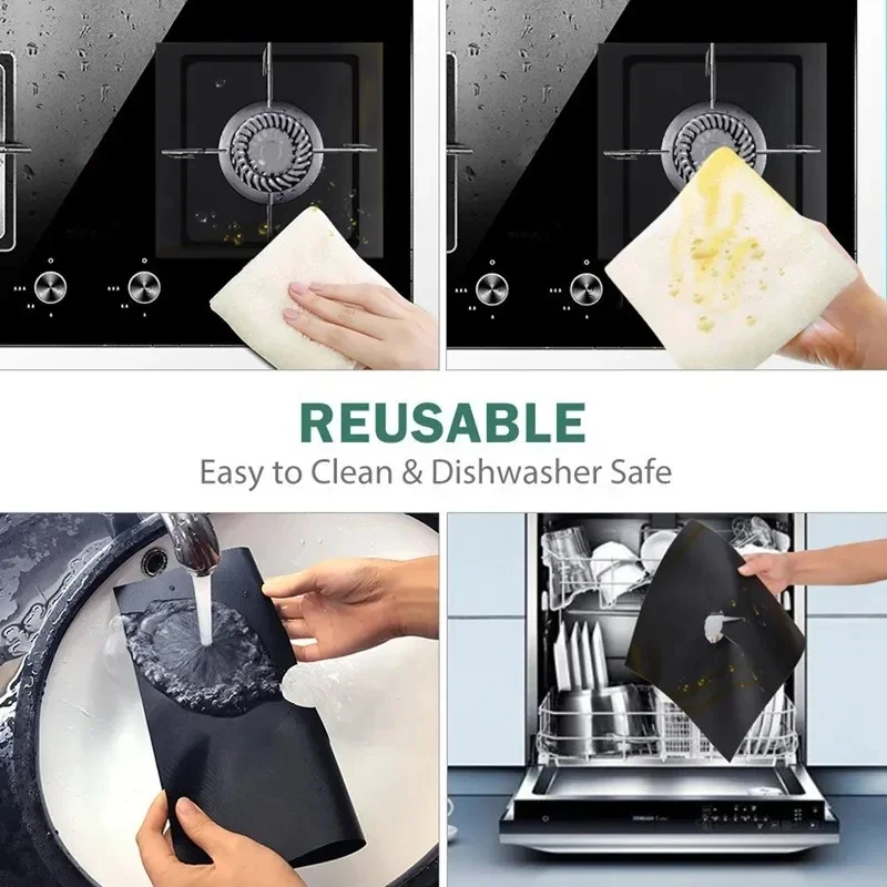 Gas Stove Accessories Gas Stove Protector Cooker Cover Liner Clean Mat Pad Reusable Oil-proof Gas Stove Stovetop Protector Cookware 1-12pcs