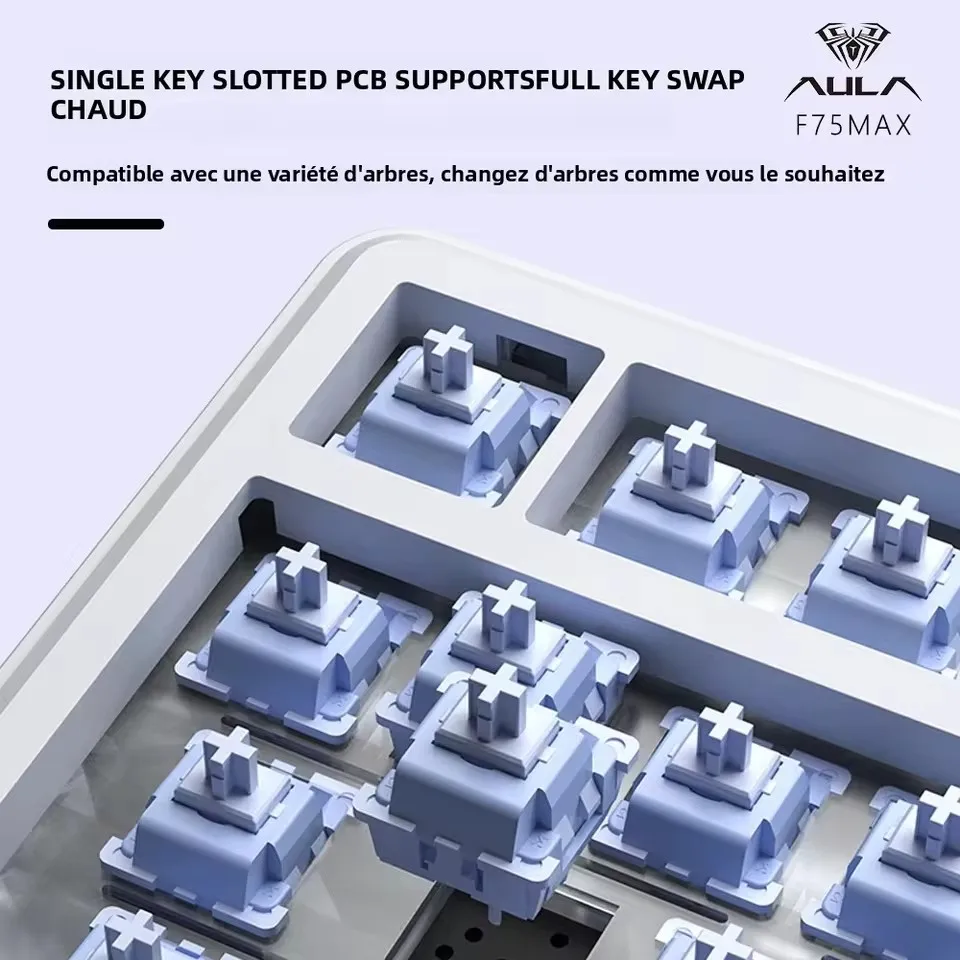 AULA F75 MAX Mechanical Keyboard with TFT Screen Knob Wireless Tri-Model Hot-Swap RGB 75% Layout 81Keys E-sports Gaming Keyboard