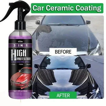 3 In 1 Rapid Ceramic Coating Fortify Car Wax Polish Spray Hydrophobic Intense Gloss Shine For Glass&Wheels&Paint Sealant Detail 1