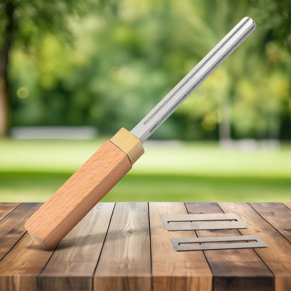 Guitar Fret Crowning File 4 Edges Wooden Handle Maintenance File for Electric Acoustic Guitar Ukulele Bass Banjo