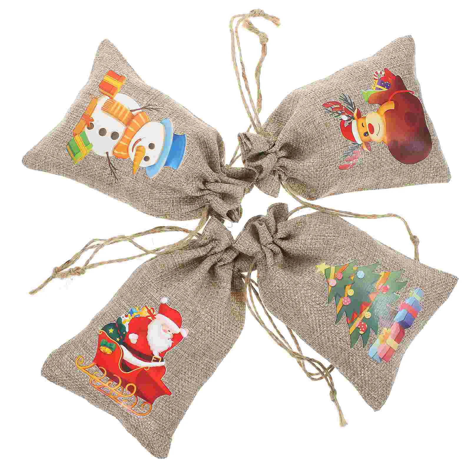 

24 Pcs Christmas Sack Burlap Gift Bags Packing for Drawstring Storage Pouches Treats Wrapping Linen Elder