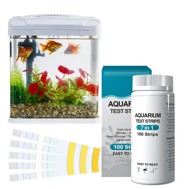 100 pcs Fish Tank Test Kit For Freshwaters Saltwater Water Test Kits 7 In 1 Aquarium Strips for Aquariums Ponds