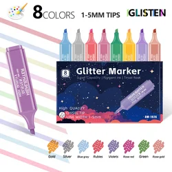 Vibrant Metallic Highlighters - Quick - Drying, High Capacity for Art, Office, and School Supplies (8 Colors)