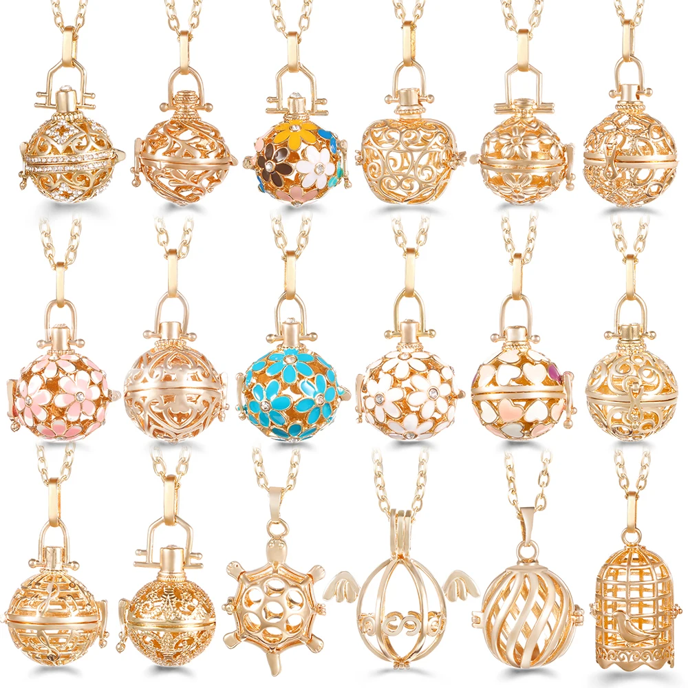 Messico Chime Color Flower aromaterapia Cage collana diffusore di olio essenziale medaglioni donna Music Ball Caller accessori per ciondoli