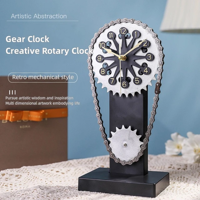 Vintage Chain Gear Rotating Clock Mechanical Wind Art Hands Desktop Clocks  Restaurant Bar Personalized Decorative Ornaments - AliExpress
