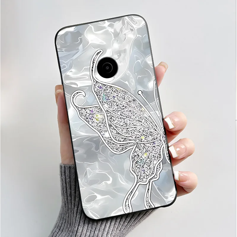 Cute Flower Cartoon Soft Silicone Phone Case – Black Printed Shell Cover