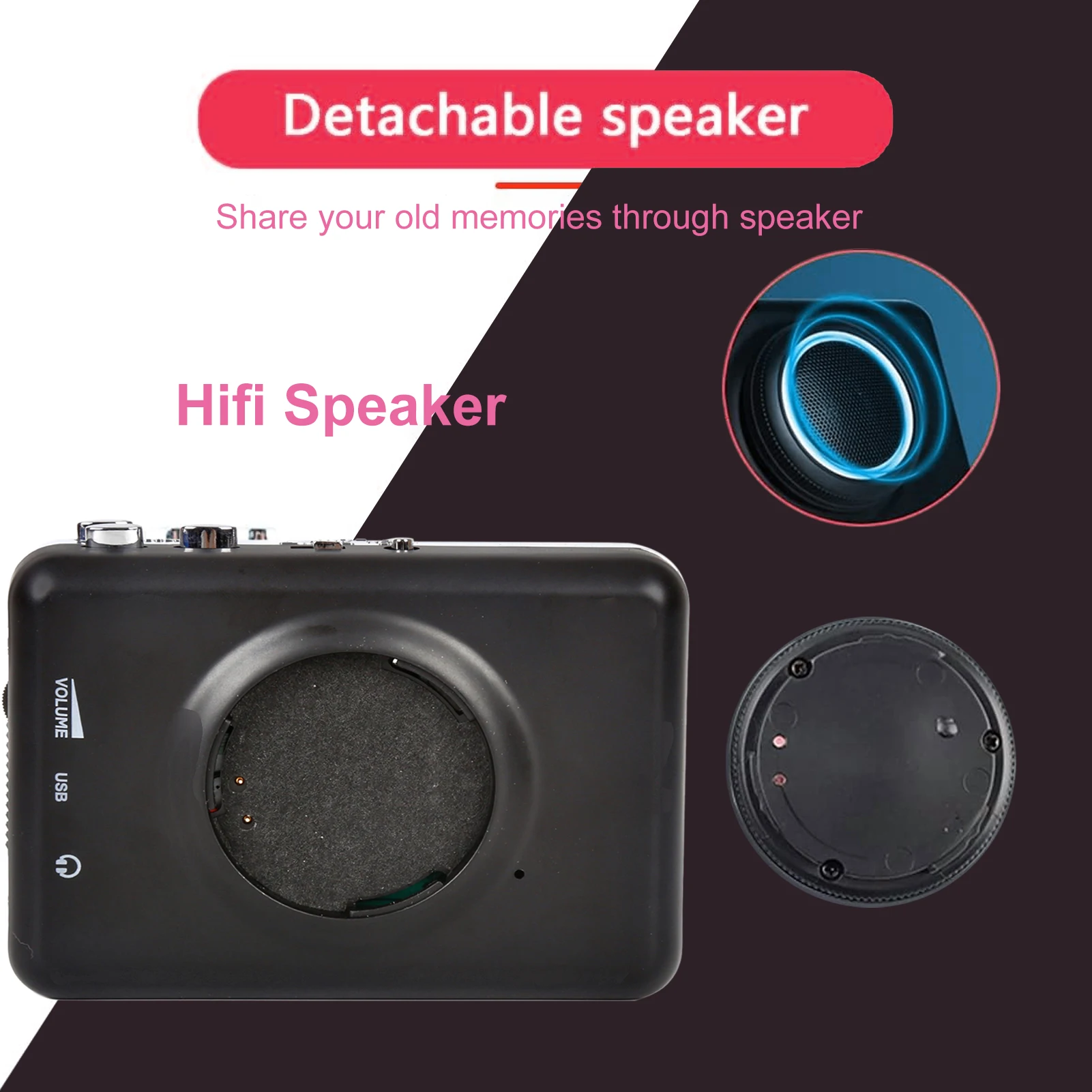 Cassette player walkman portable speaker multiple power supply methods digitizes music to MP3 function