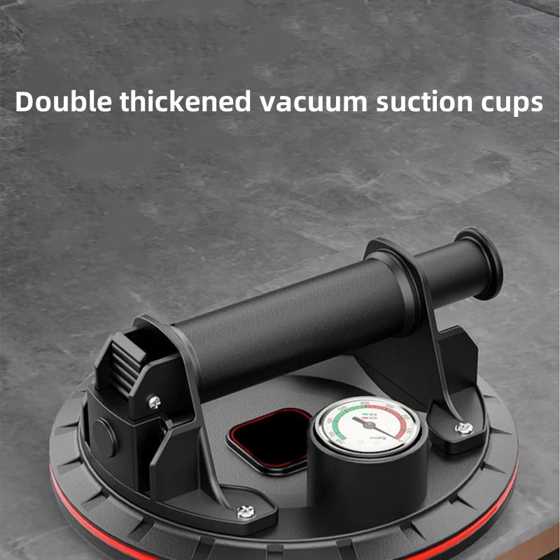 New Vacuum Suction Cup 8 Inch 220lbs with Pressure Gauge Plastic Handle Heavy Duty Lifter for Granite Tile Glass Manual Lifting