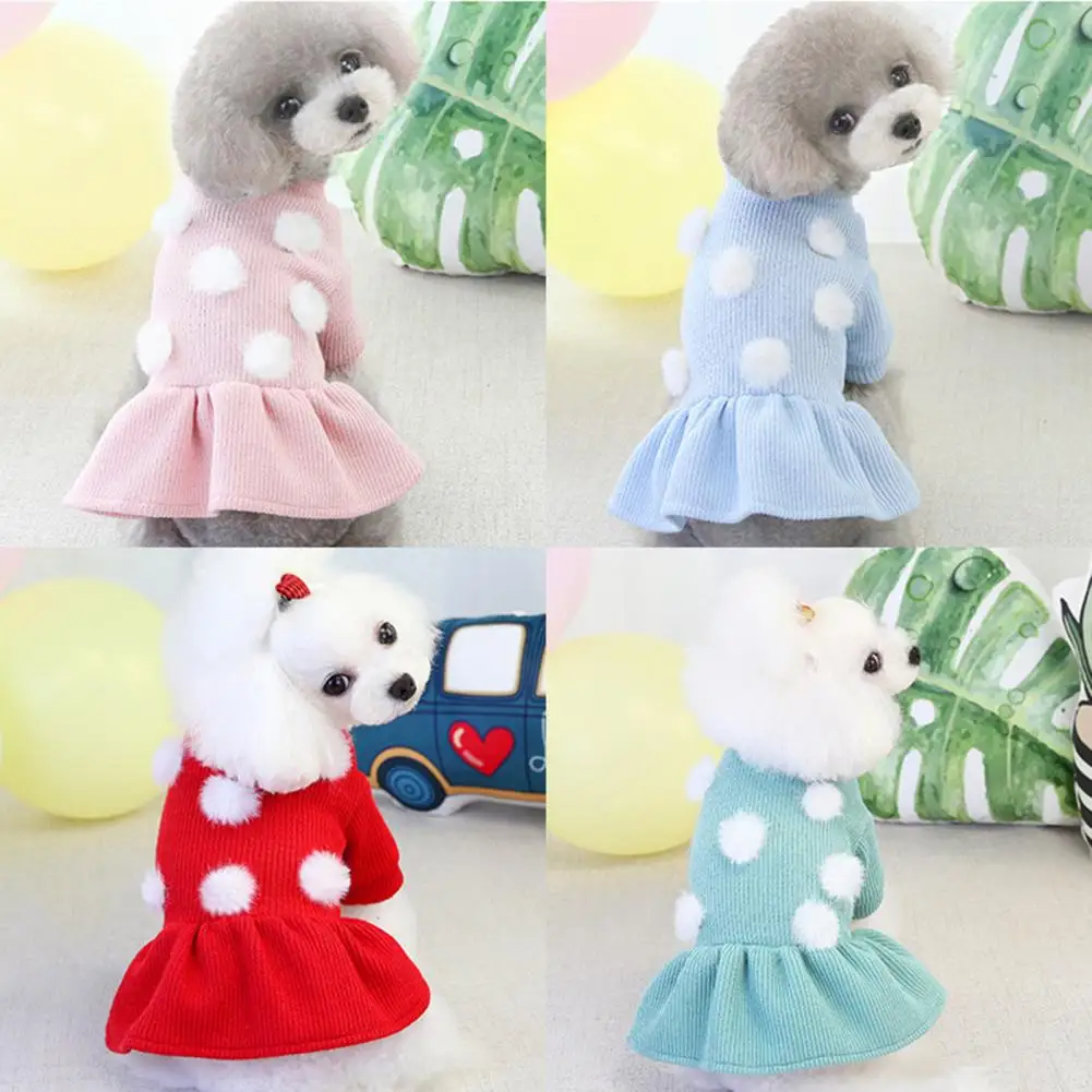 Stylish Pet Winter Clothing Long Sleeve Casual Bright Color Fashion Design Pet Skirts