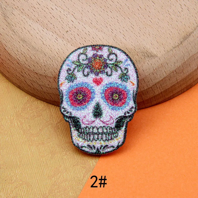 100 Stück heißer Verkauf glänzende Totenkopf-Applikationen für DIY-Kleidung, Hut, Patch-Dekoration – Detail 7