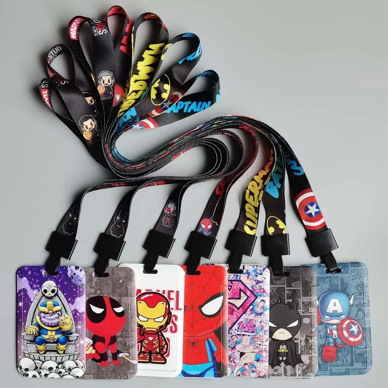 Marvel New Anime Spiderman Hulk Iron Man Pvc Card Cover Student Campus Card Mickey Mouse Hanging Bag Card Holder Cordino Id Card