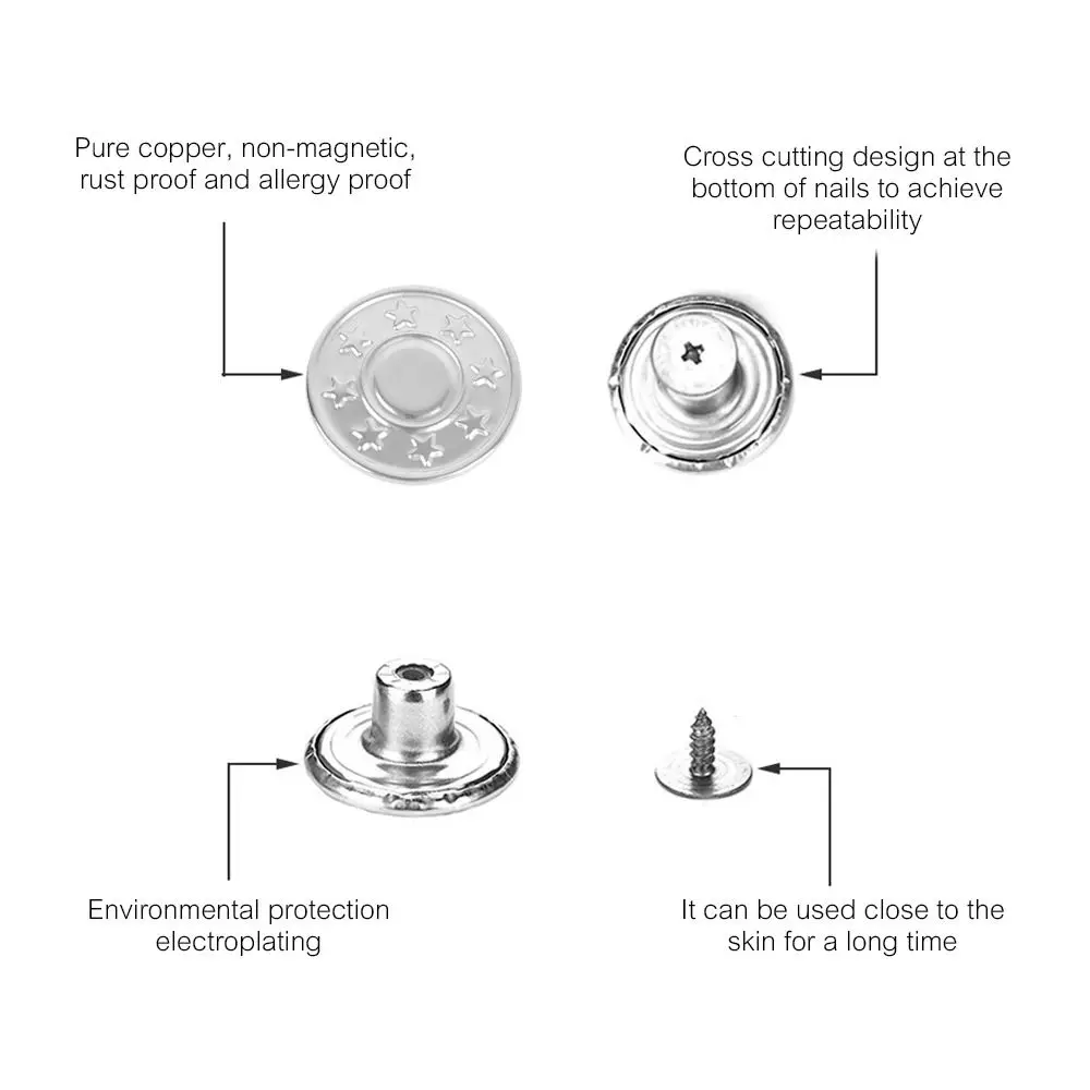 10PCS/Pack 17mm Jeans Waist Buttons Adjustable Nail Free Waist Extenders Buttons Detachable Clothing Buckle With Screwdriver 5