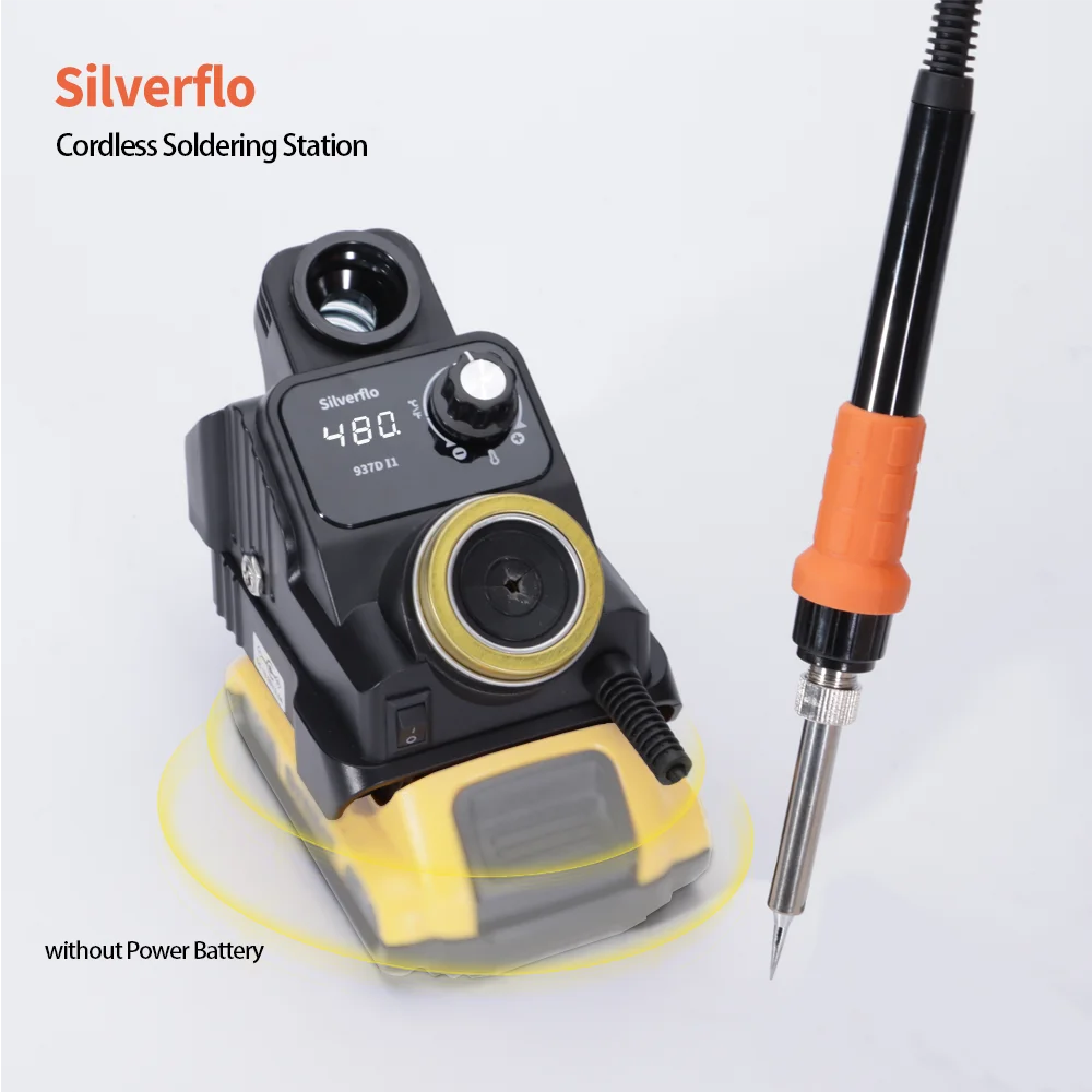 Soldering Iron Soldering Station Soldering Tool Silverflo 937D-I Cordless Soldering Station Portable Soldering Iron with Sleep Mode for DEWALT/Milwaukee/MAKITA/Battery 18/20V