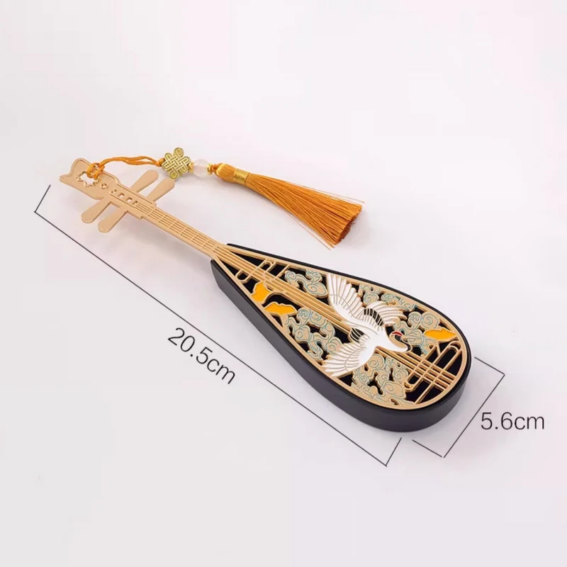 Creative Pipa Shape Aromatherapy Stove, Home Indoor Zen Tea Ceremony Decoration Chinese style Alloy Hollowed Incense Burner, 1Pc