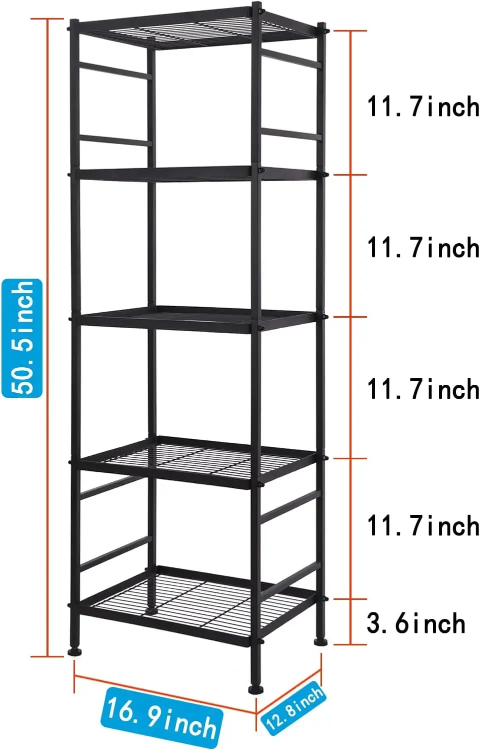 

5-Wire Shelving Metal Storage Rack Shelves, Standing Storage Shelf Units for Laundry Bathroom Kitchen Pantry Closet