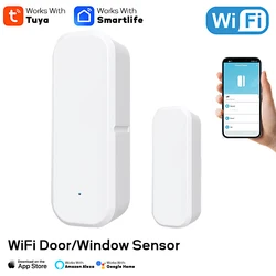 WiFi Smart Door and Window Sensor with Open/Close Detection and Security Alarm (White)