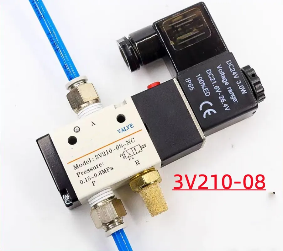 Heschen Elektrisch pneumatisch magneetventiel 4 V 210-08 AC 220 V PT1/4 5-weg 2 posities stille collector met snelkoppelingsset