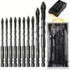 10 Pcs Masonry Concrete Drill Bit Set,for Tile, Brick, Glass, Plastic and Wood, Tungsten Carbide Tip Work with Ceramic Tile 1