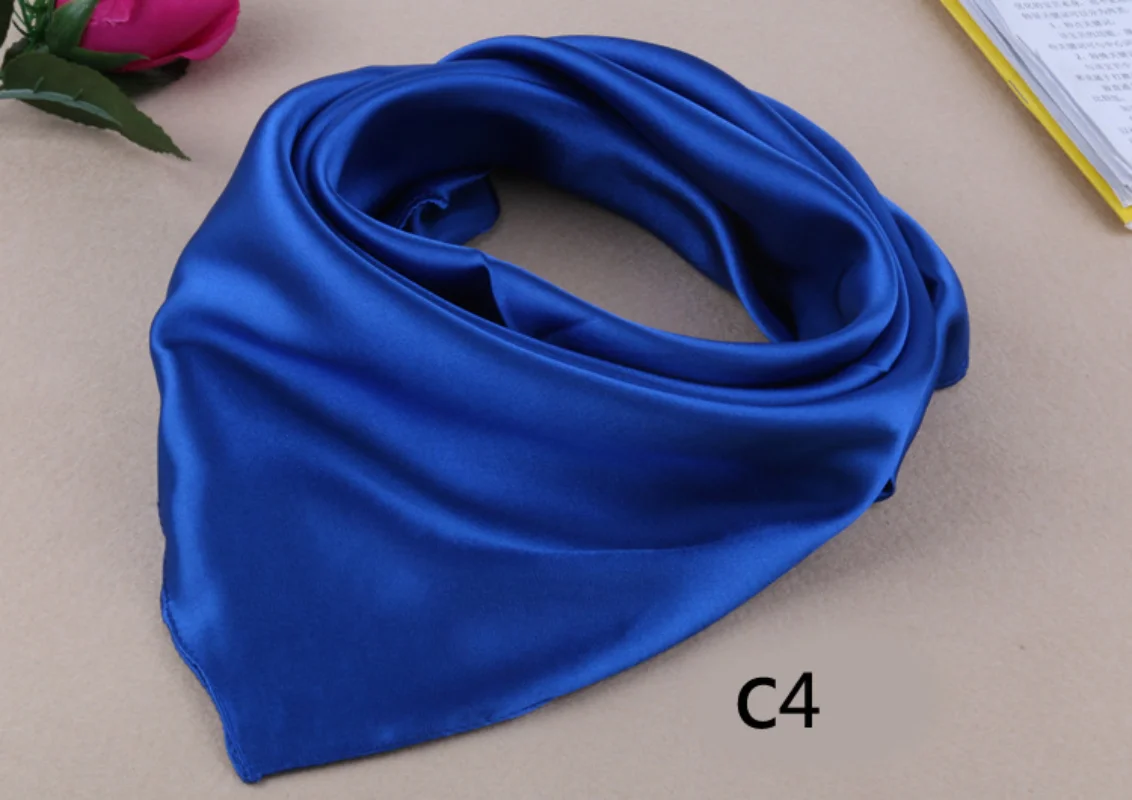 60*60cm Women Solid Color Silk Scarf Spring Autumn Fashion New Simple Square Scarfs For Ladies Female Scarf