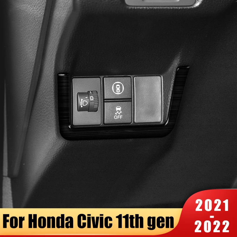 

Stainless Steel Car Main Driver Anti-slip Switch Button Frame Trim Strip Sticker For Honda Civic 11th Gen 2021 2022 Accessories