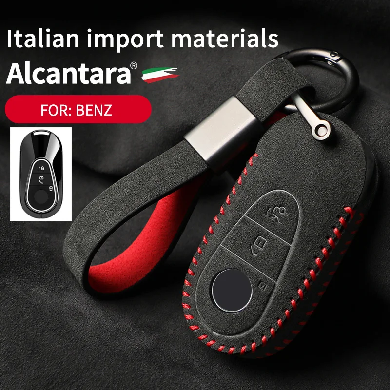 

Alcantara Suede Car Key Bag For Mercedes Benz Brand New C S Class W206 W223 C260L C200L S400L S450L S500L 2022 Accessories