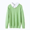 Autumn And Winter Turndown Collar Sweater Fake Two Piece Pullover Knit Loose Versatile Fashion Casual Long Sleeve Top 2