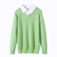 Autumn And Winter Turndown Collar Sweater Fake Two Piece Pullover Knit Loose Versatile Fashion Casual Long Sleeve Top 2