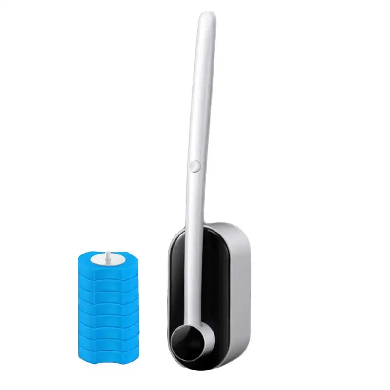 Ergonomic Toilet Scrubber Brush with 8 Refills