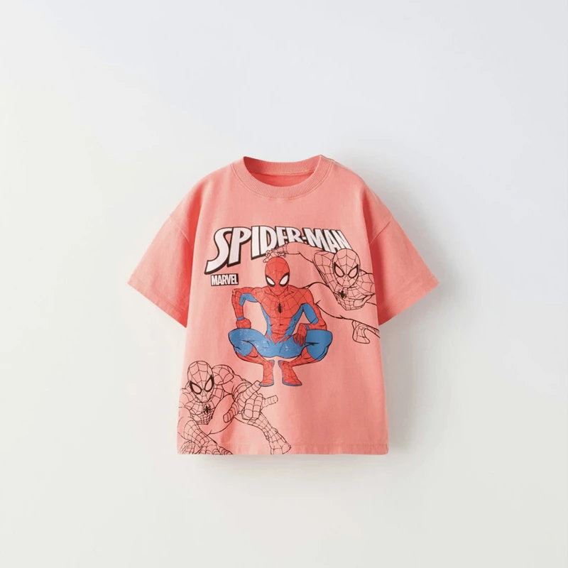 Spider Man Boys T-shirts Printed Cartoon Children Short Sleeve Tops O-neck Tees Summer Clothes Loose Casual Kids Tshirt 1-7 Age 2