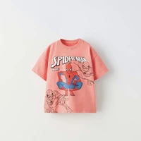 Spider Man Boys T-shirts Printed Cartoon Children Short Sleeve Tops O-neck Tees Summer Clothes Loose Casual Kids Tshirt 1-7 Age 2