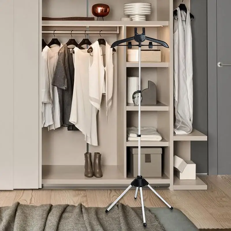 Percha Para Plancha De Vapor Portátil – Soporte Telescópico Con Trípode Y Guantes – Altura Ajustable 360° – Ideal Para Ropa En Casa O Viaje