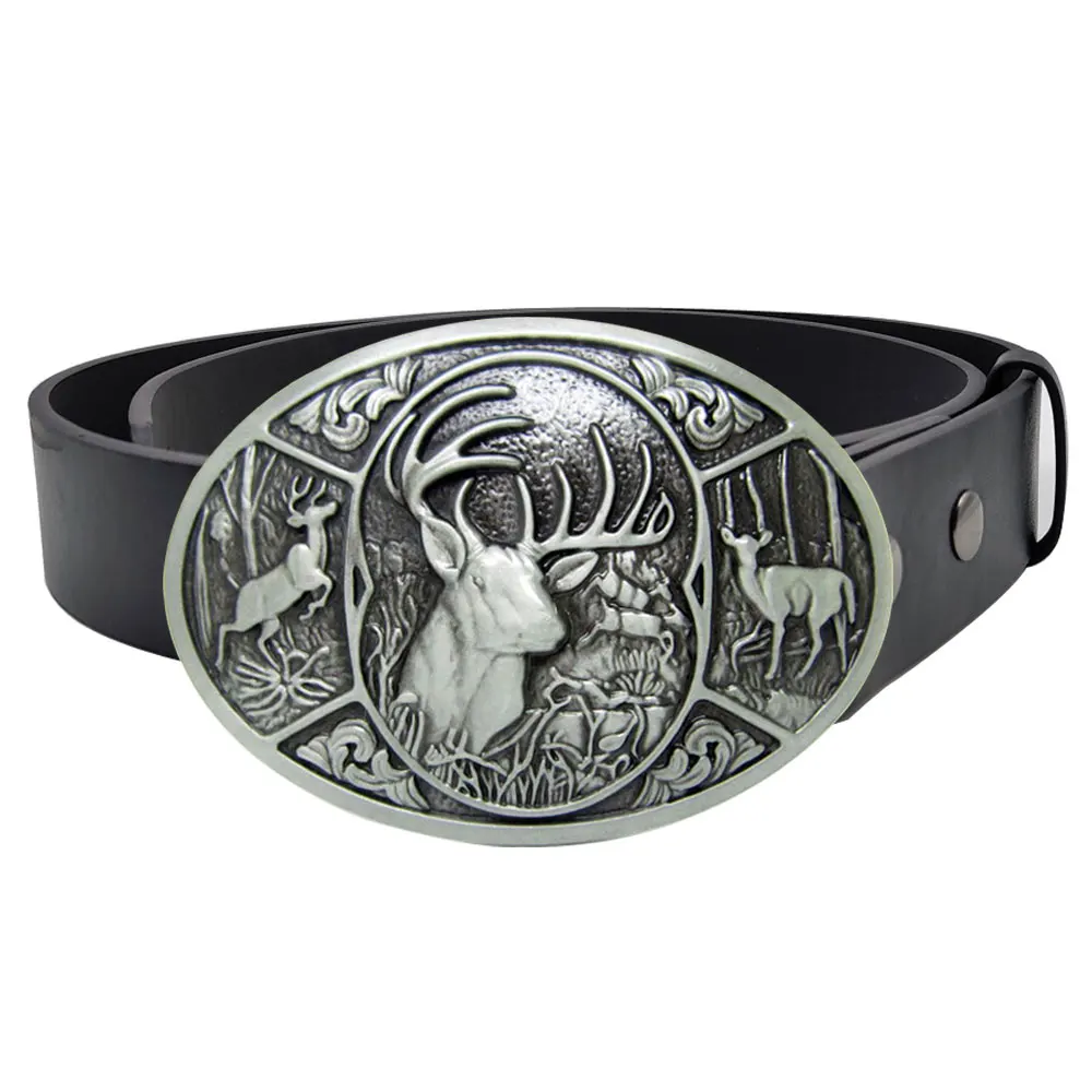 cheapify-dropshipping-oval-western-sika-deer-belt-buckle-casual-cowboy