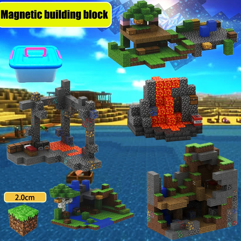 DIY Building blocks Magnetic Children's assembly toy model decoration 224pcs 2.0cm For 3 years old + For magnetic building blocks,magnetic assembly toy