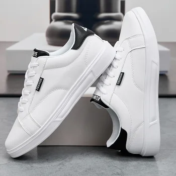 White Black Men Shoes Comfortable Casual Skateboard Shoes Men Solid Leisure Sneakers Lightweight Walking Shoes 1
