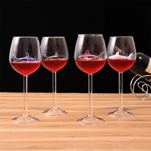 2Pcs 300ml Transparent Shark Wine Glasses Unique Design Goblet Cocktail  Glass Cup Gifts for Wedding Anniversary Birthday Bar - AliExpress