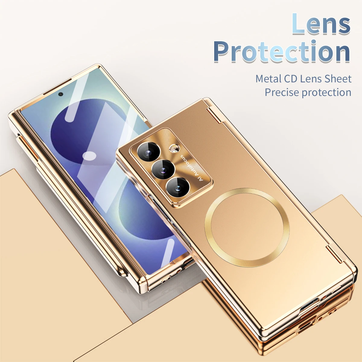 Premium Magnetic Wireless Charging Phone Case with Pen Slot & Tempered Film Cover