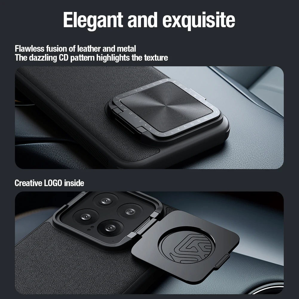 For Xiaomi 14 Pro Magsafe Case Nillkin CamShield Prop Leather Magnetic Case With Foldable Stand Slide Lens Cover For Mi 14 Pro