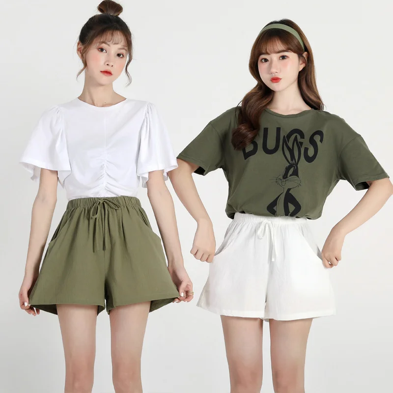 Women Sports Shorts Breathable High Waist Cycling Fitness Short Pants Oversize Cotton Linen Biker