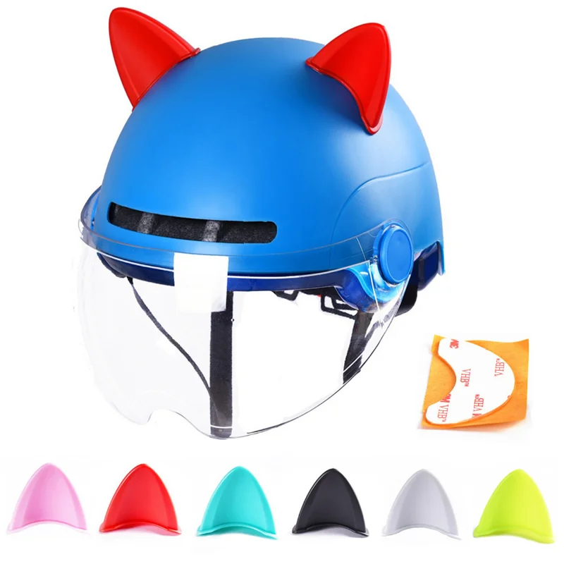 

2 pcs Cute Helmet Cat Ears Decoration Helmet Styling Strong Adhesive Stickers Motorcycle Electric Helmet Accessories