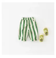 Viser décontractés rayés pour enfants, poches pour bébé, pantalons d'extérieur en coton pour enfants, costume FJToddler, garçons et filles, mode automne, nouveau 4